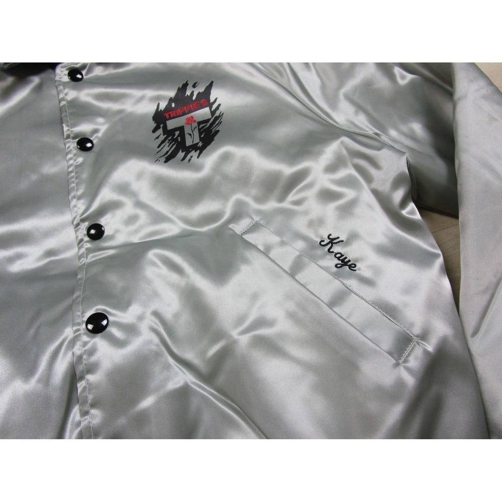 Vintage 70s/80s Aristo Jac Satin Bomber Jacket (M) Trippie's Rose Logo EUC‎ - Picture 5 of 13